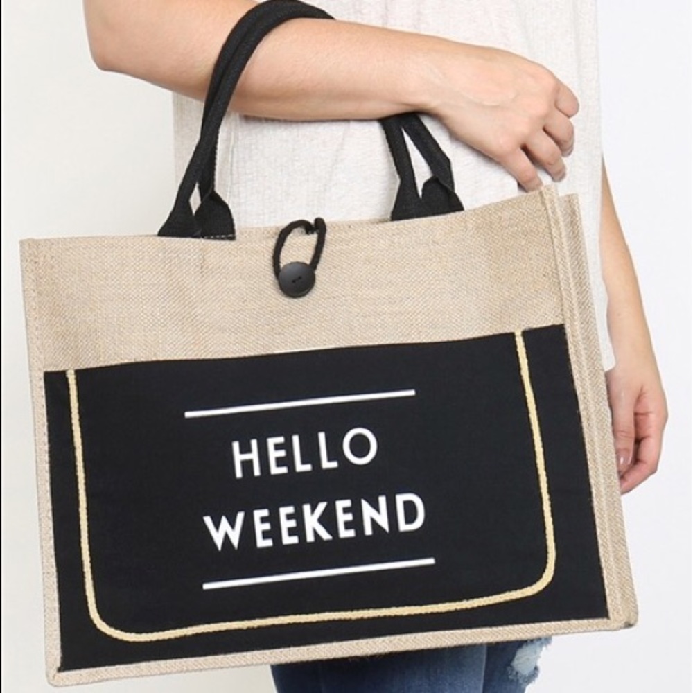 🛍HOST PICK🛍 HELLO WEEKEND TOTE BAG - BLACK - Picture 3 of 5
